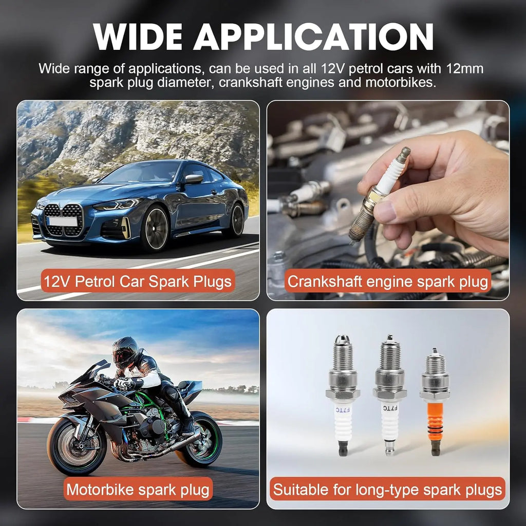 OBDMONSTER 12V Automotive Spark Plug Tester Unit - Spark Plug Analyzer, Adjustable Frequency Diagnostic Tool for Gasoline Cars, Dual-Hole High-Precision Safe Device with Simultaneous Testing & Protective Cover