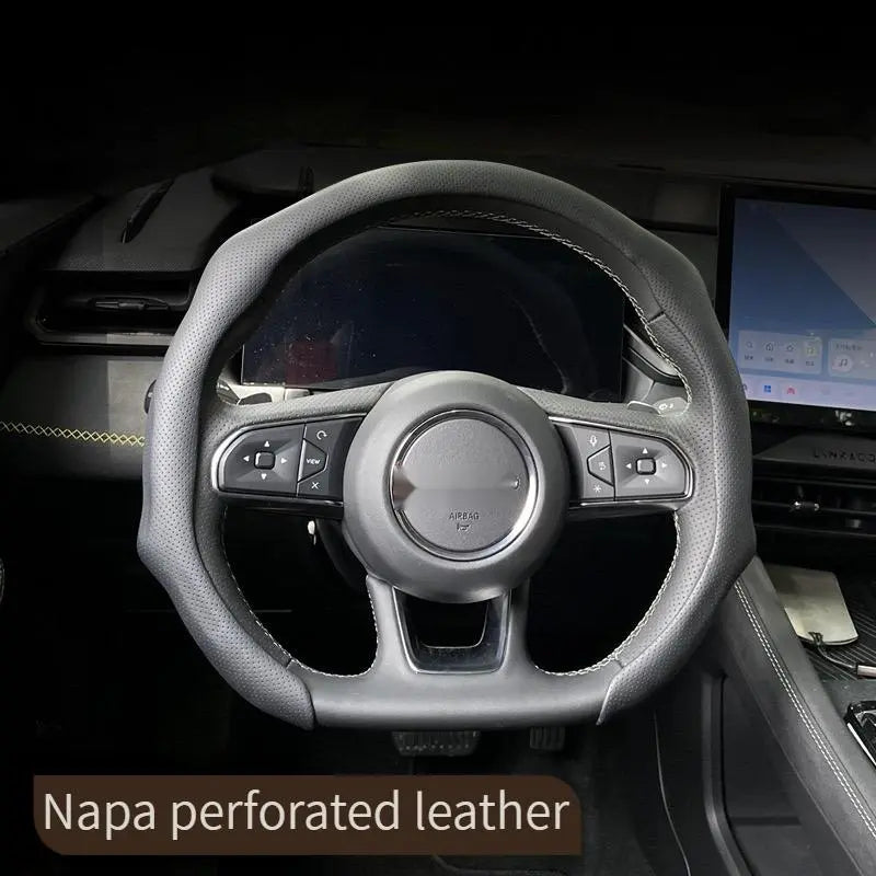 2026 Napa Leather Steering Wheel Cover with Insert - Non-Slip, Breathable, Ultra-Thin, Comfortable, Aesthetic All-Season Car Steering Wheel Protector, Automotive Interior Decoration Accessory Kit
