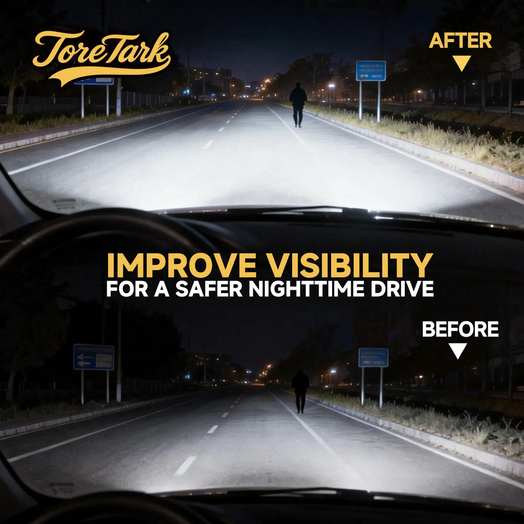 Toretark No-Sand Car Headlight Restoration Kits (100ML Cleaning Solution + 20ML Crystal Coating Agent), Repairs Oxidized and Yellowed Headlights, Crystal Clear Coating, Car Care Product, Gift for Him/Her