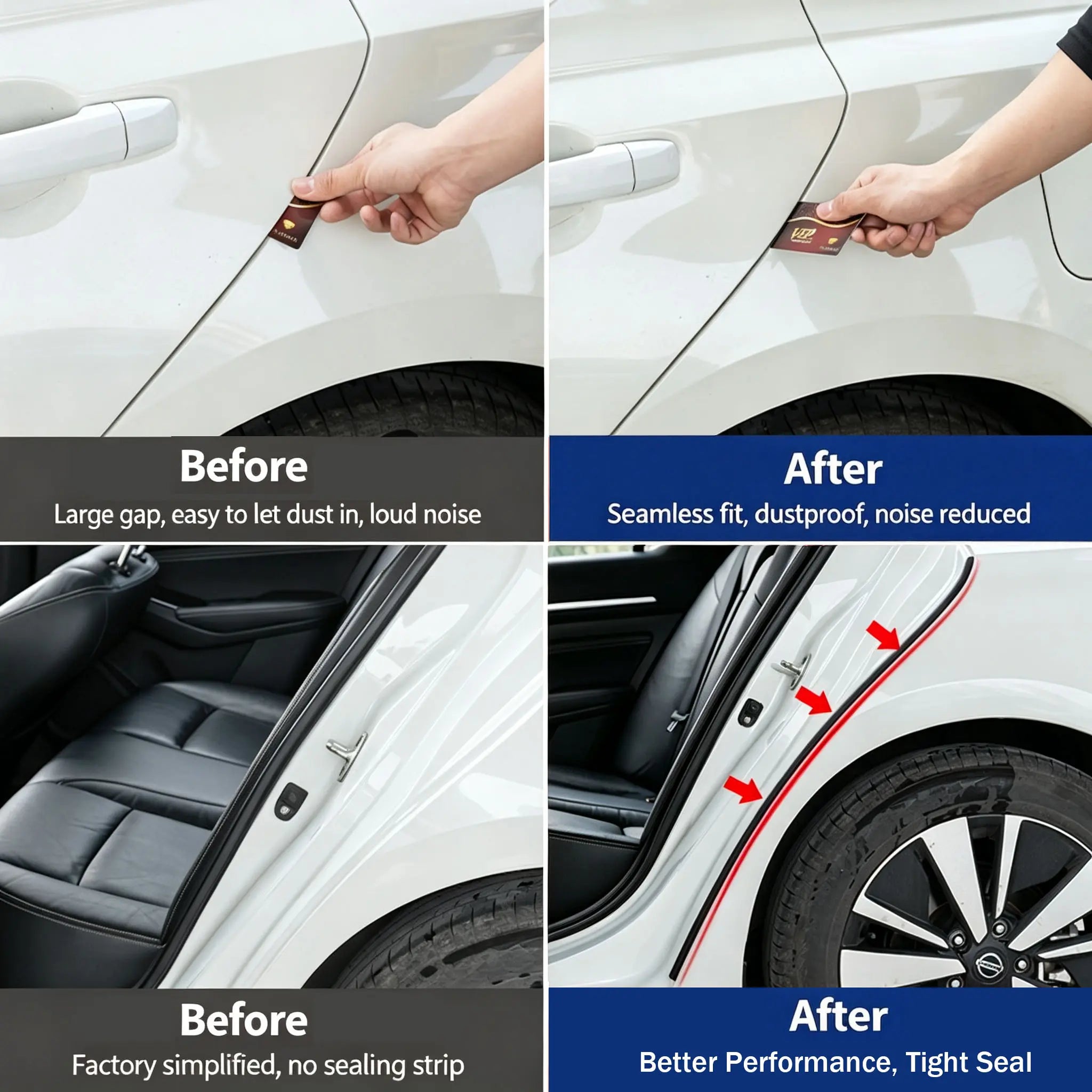 Universal Car Door Seal Strip Set, Automotive Weather Stripping - Waterproof, Noise Reduction, Dustproof Protection, Car Door Protector, Car Accessory