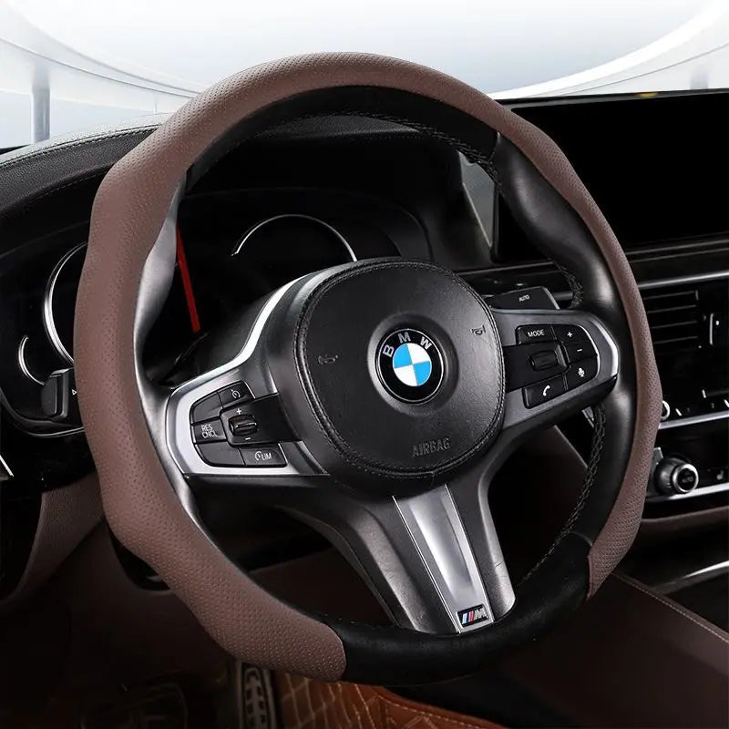 2026 Napa Leather Steering Wheel Cover with Insert - Non-Slip, Breathable, Ultra-Thin, Comfortable, Aesthetic All-Season Car Steering Wheel Protector, Automotive Interior Decoration Accessory Kit