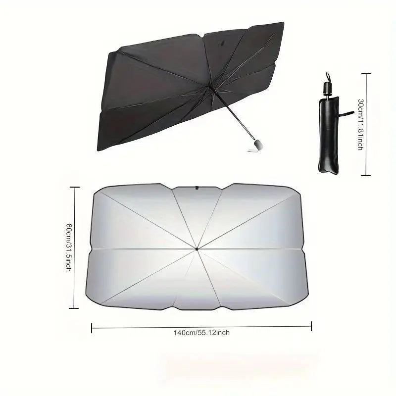 Collapsible Automotive Front Windshield Sun Shade, Portable UPF 50+ Uv-Shielding Heat-Blocking Lightweight Visor Cover, Summer Car Exterior Accessory