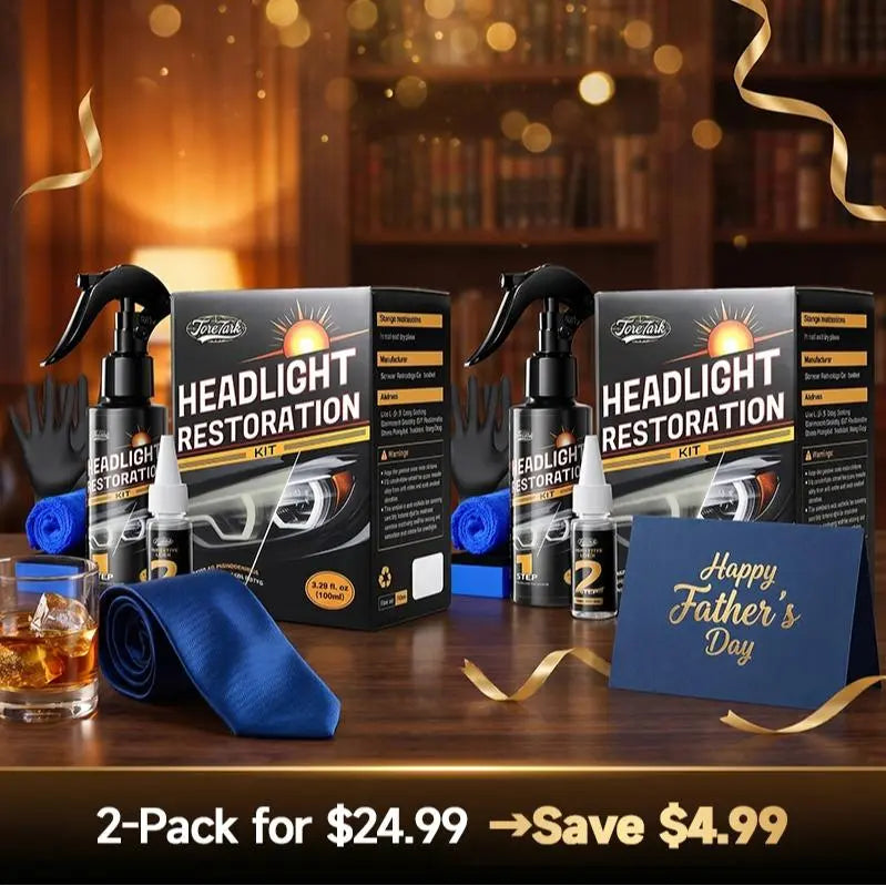 Toretark No-Sand Car Headlight Restoration Kits (100ML Cleaning Solution + 20ML Crystal Coating Agent), Repairs Oxidized and Yellowed Headlights, Crystal Clear Coating, Car Care Product, Gift for Him/Her