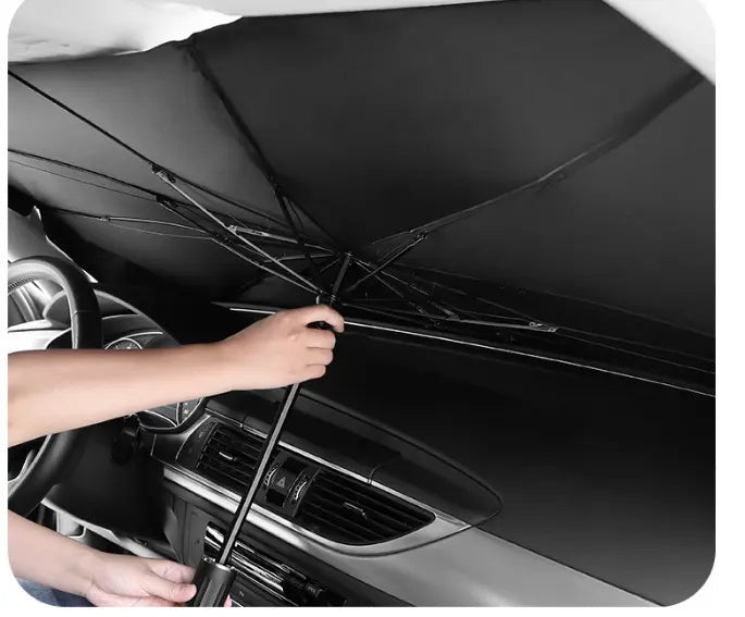 Collapsible Automotive Front Windshield Sun Shade, Portable UPF 50+ Uv-Shielding Heat-Blocking Lightweight Visor Cover, Summer Car Exterior Accessory