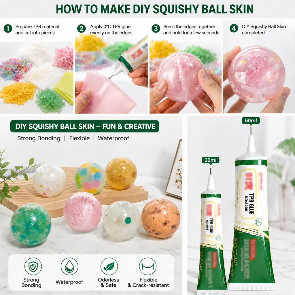 Tpr Soft Gel Special Adhesive 20ML/60ML, Colorless Transparent Eco-Friendly, Strong Waterproof Bonding, Flexible after Curing, Syringe Design, High Bond Adhesive, 0° Tpr Glue , Keep Out of Reach of Children