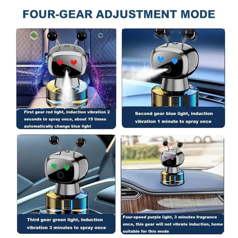 Smart Robot Car Air Freshener Fragrance Dispenser - 2026 Model, Auto Induction Aromatherapy, 4-Speed Adjustable, Fillable Tank, High Capacity, Long-Lasting Fragrance, Interesting Car Accessory, Unisex Gift, Robot Shape