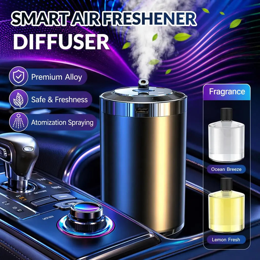 Smart Touch Control Car Interior Air Freshener Diffuser - Portable Rechargeable, 5 Adjustable Mist Modes, RGB Lights Star Projector Ambient Light, Long-Lasting Cologne & Ocean Scents, Unique Gift for Women, Cars Accessories