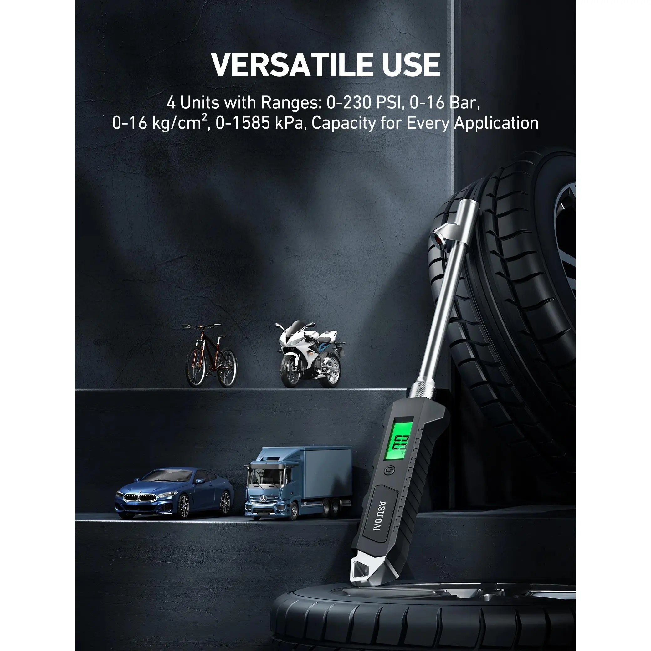 Digital Tire Pressure Gauge - 230 PSI Heavy-Duty Dual-Head Stainless Steel Mechanic Tool for Vehicles, with Backlit LCD, Flashlight, Car Stuff, Tools and Gadgets, Auto Parts Accessory, Dealsforyoudays,Back to School,Back to School Haul