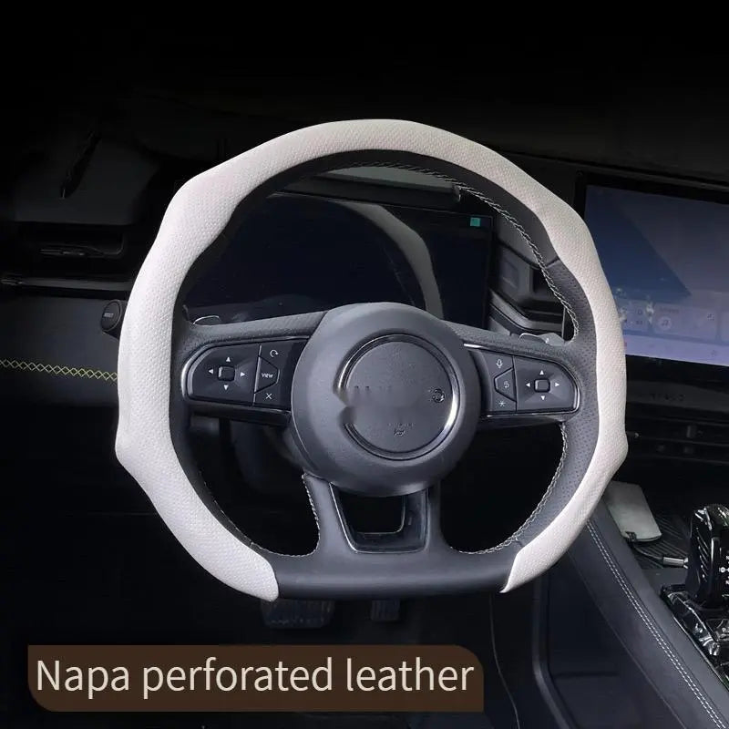 2026 Napa Leather Steering Wheel Cover with Insert - Non-Slip, Breathable, Ultra-Thin, Comfortable, Aesthetic All-Season Car Steering Wheel Protector, Automotive Interior Decoration Accessory Kit