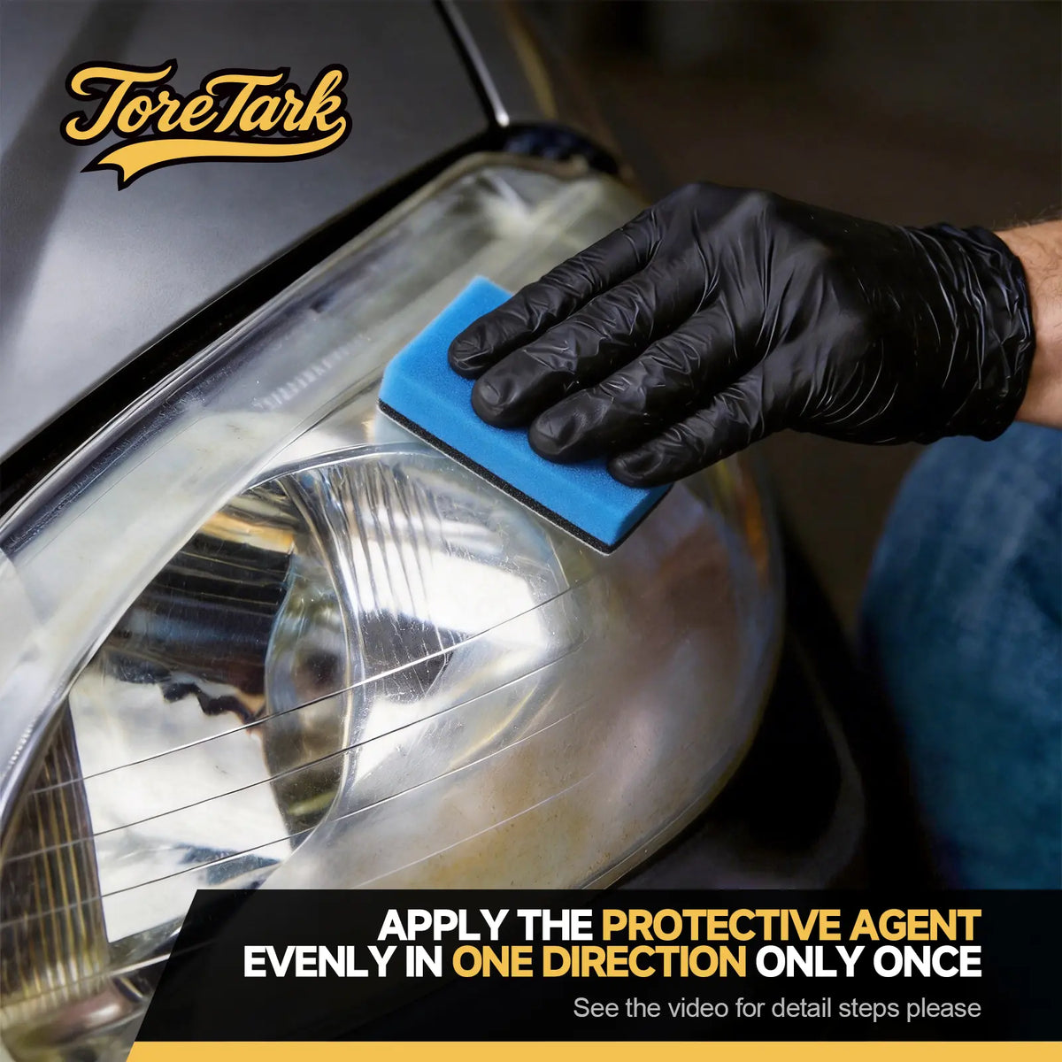 Toretark No-Sand Car Headlight Restoration Kits (100ML Cleaning Solution + 20ML Crystal Coating Agent), Repairs Oxidized and Yellowed Headlights, Crystal Clear Coating, Car Care Product, Gift for Him/Her