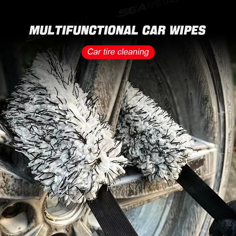SIKEZHAN Flexible Car Wheel Washing Brush Microfiber Double-Sided Long Belt Cleaning Towel Brush Wheel Hub Pull Belt Brush Tool
