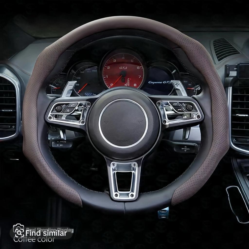 2026 Napa Leather Steering Wheel Cover with Insert - Non-Slip, Breathable, Ultra-Thin, Comfortable, Aesthetic All-Season Car Steering Wheel Protector, Automotive Interior Decoration Accessory Kit