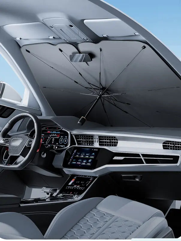 Collapsible Automotive Front Windshield Sun Shade, Portable UPF 50+ Uv-Shielding Heat-Blocking Lightweight Visor Cover, Summer Car Exterior Accessory