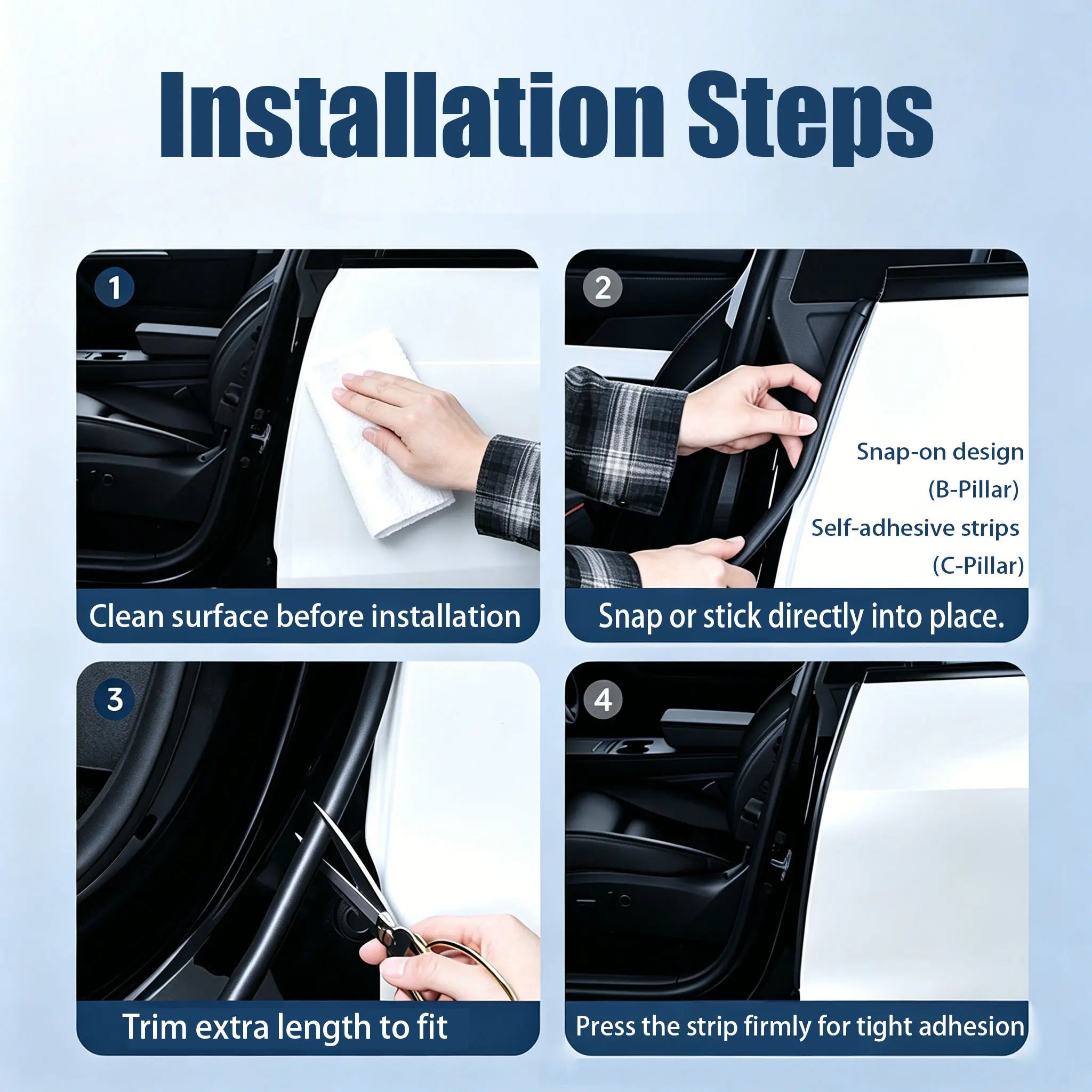 Universal Car Door Seal Strip Set, Automotive Weather Stripping - Waterproof, Noise Reduction, Dustproof Protection, Car Door Protector, Car Accessory