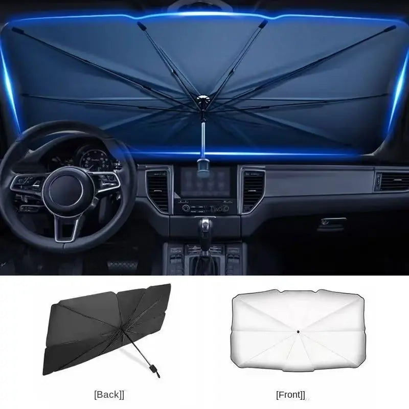 Collapsible Automotive Front Windshield Sun Shade, Portable UPF 50+ Uv-Shielding Heat-Blocking Lightweight Visor Cover, Summer Car Exterior Accessory