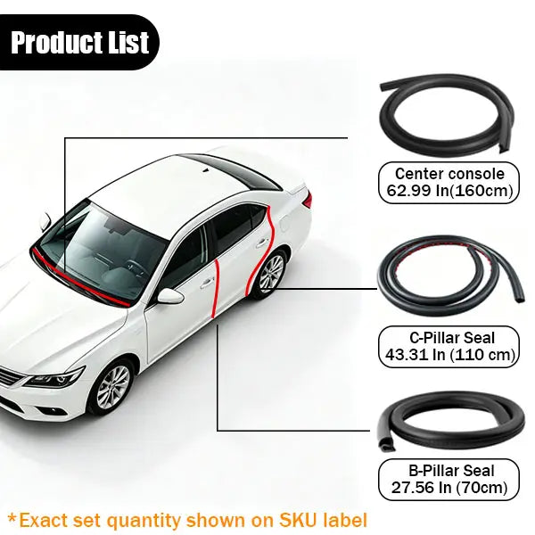 Universal Car Door Seal Strip Set, Automotive Weather Stripping - Waterproof, Noise Reduction, Dustproof Protection, Car Door Protector, Car Accessory