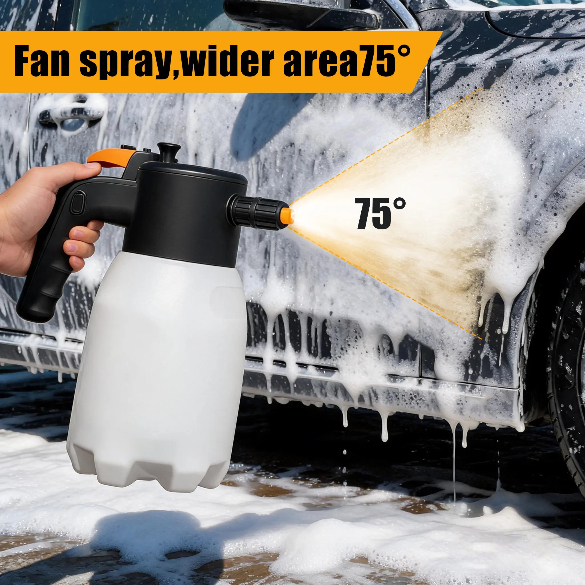 Portable Cordless Electric Foam Sprayer, Rechargeable High Pressure Foam Cannon for Car Wash, Auto Detailing, Home, Industrial Cleaning, Smart Pressure Control Core, Ergonomic Handle for Kitchen, Car, Garden, Windows and Bathroom - Car Wash Accessories!