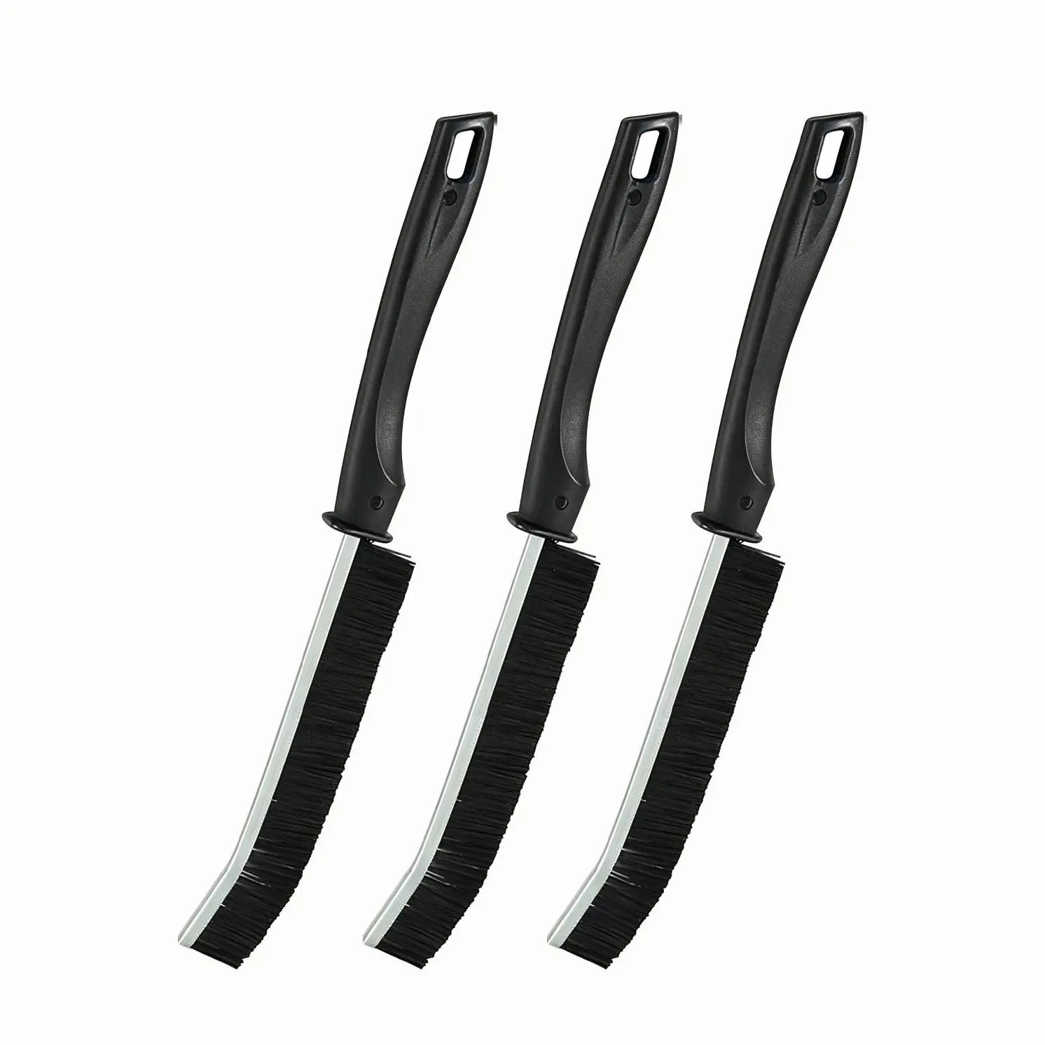 3 Pieces - Long Handle Gap Cleaning Brush, Stiff Dense Bristles Detail Scrub Brush with Hanging Hole, Slim Thin Grout Cleaner Brush for Bathroom Tile, Kitchen Sink, Car Interior, Keyboard, Sofa, Household Appliances