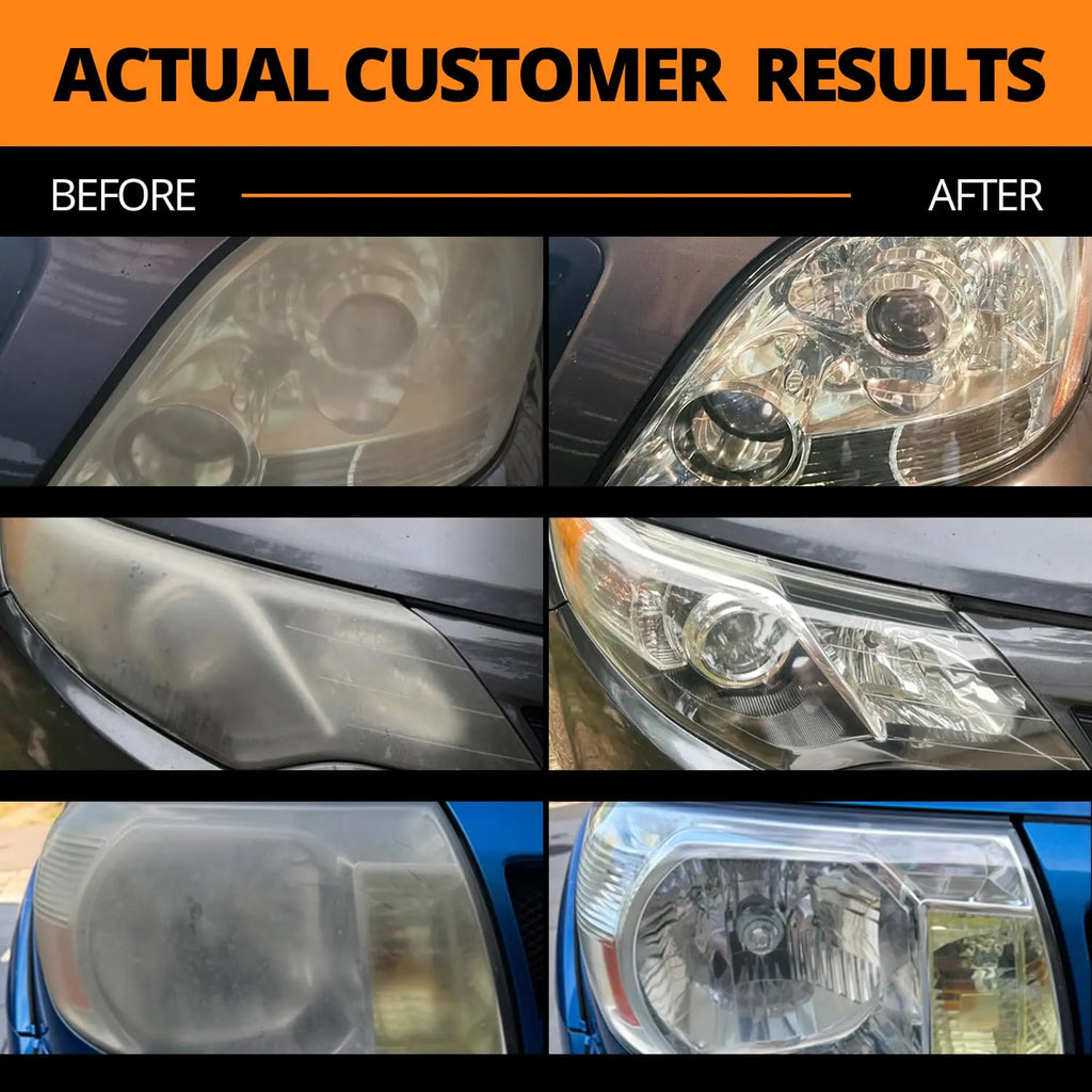 Toretark No-Sand Car Headlight Restoration Kits (100ML Cleaning Solution + 20ML Crystal Coating Agent), Repairs Oxidized and Yellowed Headlights, Crystal Clear Coating, Car Care Product, Gift for Him/Her